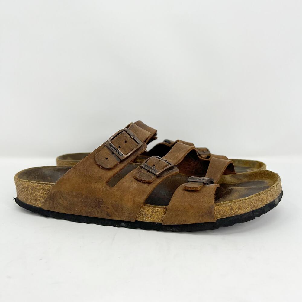 Aerothotic Women's Brown 3 Buckle Slip On Sandals